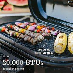 Portable Stand-Up Propane Grill with 3 Adjustable Burners& Instastart Ignition, 20,000 BTUs of Power for Outdoor Cooking