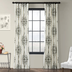 Medallion Damask Printed Cotton Room Darkening Curtain Panel, 1 Piece