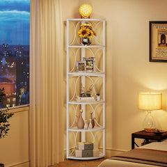 67 Inch Tall Corner Shelf, Freestanding Corner Bookshelf and Storage Shelving Unit