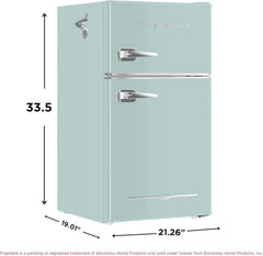 Retro Mini Fridge with Freezer& Side Bottle Opener-Small 2 Door Refrigerator for Office Bar or College Dorm Room-3.1 Cu Ft 19 "D x 20.5" W x 33.5" H