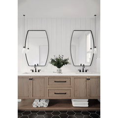Modern Oblong Metal Wall Mirror, Decorative Elongated Hanging Mirror for Living Room, Bedroom and Entryway