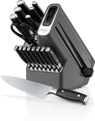 K32017 17 Piece Premium Knife System Block Set with Built-in Sharpener, Stainless Steel/Black