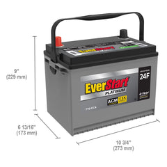Automotive Battery, Group Size 24F 12 Volt, 750 CCA - MadeInUSA