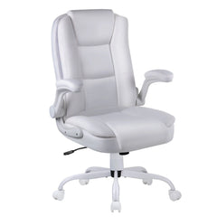 Big and Tall Ergonomic Office Chair, High Back Leather Executive Computer Chair with Padded Flip-Up Arms