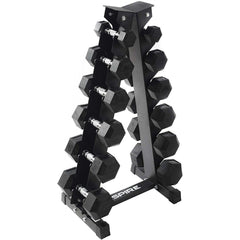 210 lb. (5-30 lb.) Rubber Dumbbell Set with 6 pair Vertical Rack