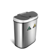 18 Gallon Dual Compartment Motion Sensor Trash Can, Automatic Hands-Free Kitchen Garbage Bin