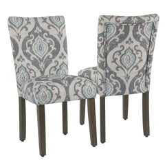Set of 2 Upholstered Medallion Dining Chairs, Comfortable Parsons Style Chairs for Kitchen and Dining Room