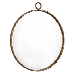 Antique Brass Finish Round Wall Mirror, Decorative Accent Mirror for Living Room, Bedroom and Entryway