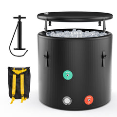 79Gal Cold Plunge Tub – Inflatable Ice Bath with Multi-Layered Construction, Lid & Pump