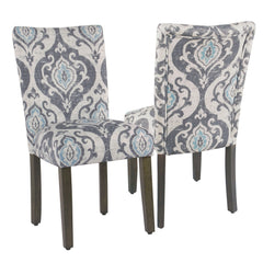 Set of 2 Upholstered Medallion Dining Chairs, Comfortable Parsons Style Chairs for Kitchen and Dining Room