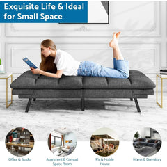 Convertible Futon Sofa Bed with Memory Foam, Foldable Loveseat Sleeper with Adjustable Armrests