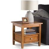 20 Inch Wide Solid Wood Rectangle End Table, Transitional Side Table