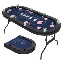 Foldable Poker Table for 8 Players, Card Game Table with Deep Metal Cup Holders