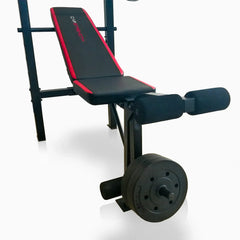 Adjustable Standard Weight Bench with Rack and Leg Extension, 90 lb. Weight Set