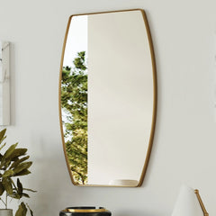 Modern Oblong Metal Wall Mirror, Decorative Elongated Hanging Mirror for Living Room, Bedroom and Entryway