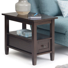 14" Wide Solid Wood Narrow Side Table, Rectangle Transitional Style Accent Table