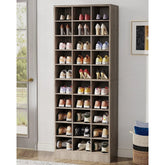 10-Tier Tall Shoe Cabinet, 30-Pair White Wood Shoe Storage Rack for Entryway and Closet