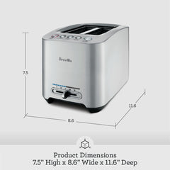 Die-Cast Smart Toaster, 2-Slice, Brushed Stainless Steel