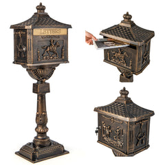 Cast Aluminum Mailbox with Post – Rustproof Weather-Resistant Mailbox Set
