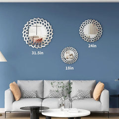 Round Sunburst Wall Mirror, Decorative Accent Mirror for Living Room, Bedroom and Entryway Home Decor