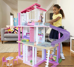 Dollhouse with Elevator, Pool, Lights& 70+ Accessories 3-Story Playset