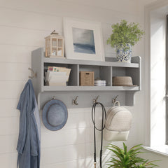 40 Inch Wall Mounted Coat Rack with Shelf, Wooden Entryway Storage and Hanging Organizer