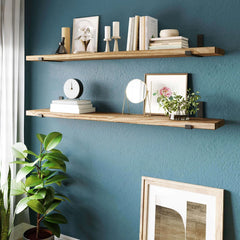 60 Inch Floating Wall Shelf, 9.25" Deep Wall Mounted Storage Shelf for Living Room, Bedroom and Home Decor