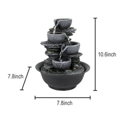 4-Tier Indoor Water Fountain, Relaxing Waterfall Feature for Home, Living Room and Bedroom Decor