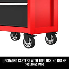 26-Inch W x 36.5-Inch H 5-Drawer Steel Rolling Cabinet, Red