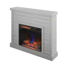 52" Shiplap Wall Fireplace Mantel, Modern Electric Fireplace with 3D Flame Effect Insert for Home Decor