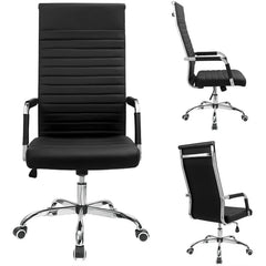Ribbed High Back Office Chair, Ergonomic Conference Desk Chair for Home Office, Meeting Room and Workspace