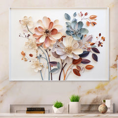 White Botanical Collage Metal Wall Art, Abstract Botanical Decor for Living Room