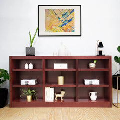 Triple Wide Wood Bookcase, 9 Shelf 36 Inch Tall Bookshelf for Home, Office and Display Storage