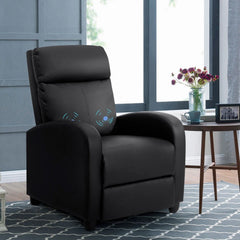 Massage Recliner Chair, PU Faux Leather Home Theater Recliner with Padded Seat