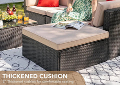 5-Piece All-Weather Patio Furniture Set with Cushions, Outdoor Wicker Conversation Sofa Set for Garden, Deck & Backyard