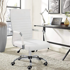 Ergonomic Ribbed Office Chair, Modern Computer Desk Chair with Comfortable Upholstered Seat for Home and Office