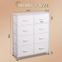 Tall Fabric Dresser with 8 Drawers, Bedroom Storage Chest and Clothing Organizer for Home and Closet