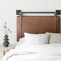 Wall Mount Upholstered Headboard with Metal Rail - Modern Bedroom Headboard