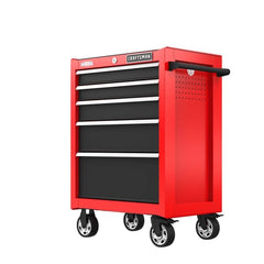 26-Inch W x 36.5-Inch H 5-Drawer Steel Rolling Cabinet, Red