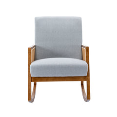 Upholstered Tall Back Rocking Chair, Smooth Gliding Accent Armchair for Comfortable Living Room Seating