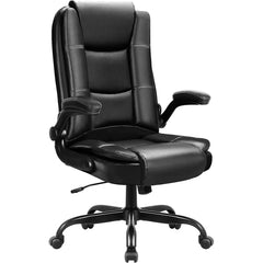 Big and Tall Ergonomic Office Chair, High Back Leather Executive Computer Chair with Padded Flip-Up Arms