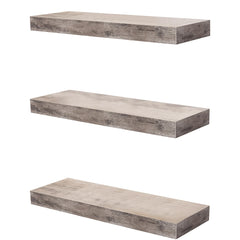 3-Pack Rustic Wood Floating Wall Shelves, Beach Style Hanging Display and Storage Shelves