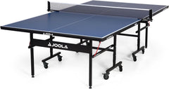 Indoor Ping Pong Table with MDF Surface, Quick-Clamp Net Set, Foldable Design and Single-Player Playback Mode