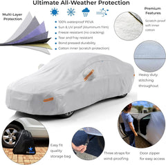 10-Layer Waterproof Car Cover, All Weather Vehicle Protection Cover