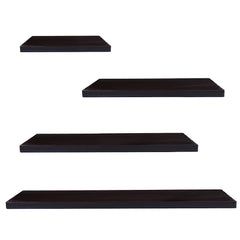 4-Piece Wood Floating Wall Shelves, White and Black Storage Shelf Set for Home Decor