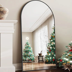 Modern Arched Full Length Floor Mirror, Aluminum Alloy Frame Standing Full Body Mirror