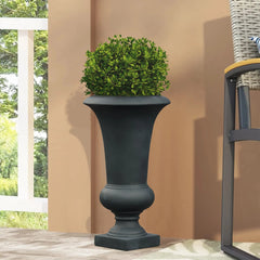 22.75" Tall Handmade Fiber Stone Urn Planter Pot, Decorative Outdoor Garden Flower Container for Patio and Home