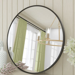 Round Metal Black Frame Bathroom Vanity Mirror, Wall Mounted Decorative Mirror