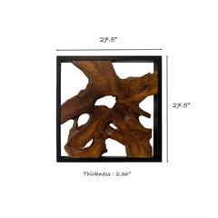 Abstract Live Edge Teak Wood Wall Sculpture, Natural Wooden Wall Art Decor for Living Room and Home Decoration