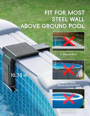 Solar Pool Lights for Steel Wall Above Ground Pools, Solar Powered LED Swimming Pool Lighting